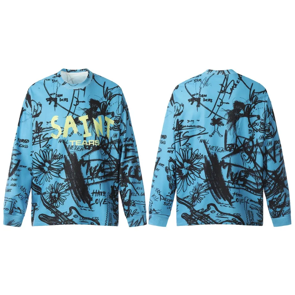 Saint michael tears all-over printed long-sleeved vintage autumn and winter T-shirt Style number: 103 Size: M L XL Wholesale price: 136 Color: Picture color
